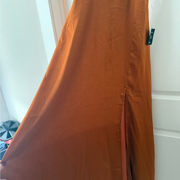 Lulu's One Shoulder Rust Dress - Picture 6 of 7